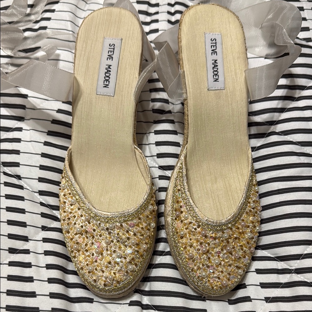 Steve Madden Gold Embellished Women's Shoes